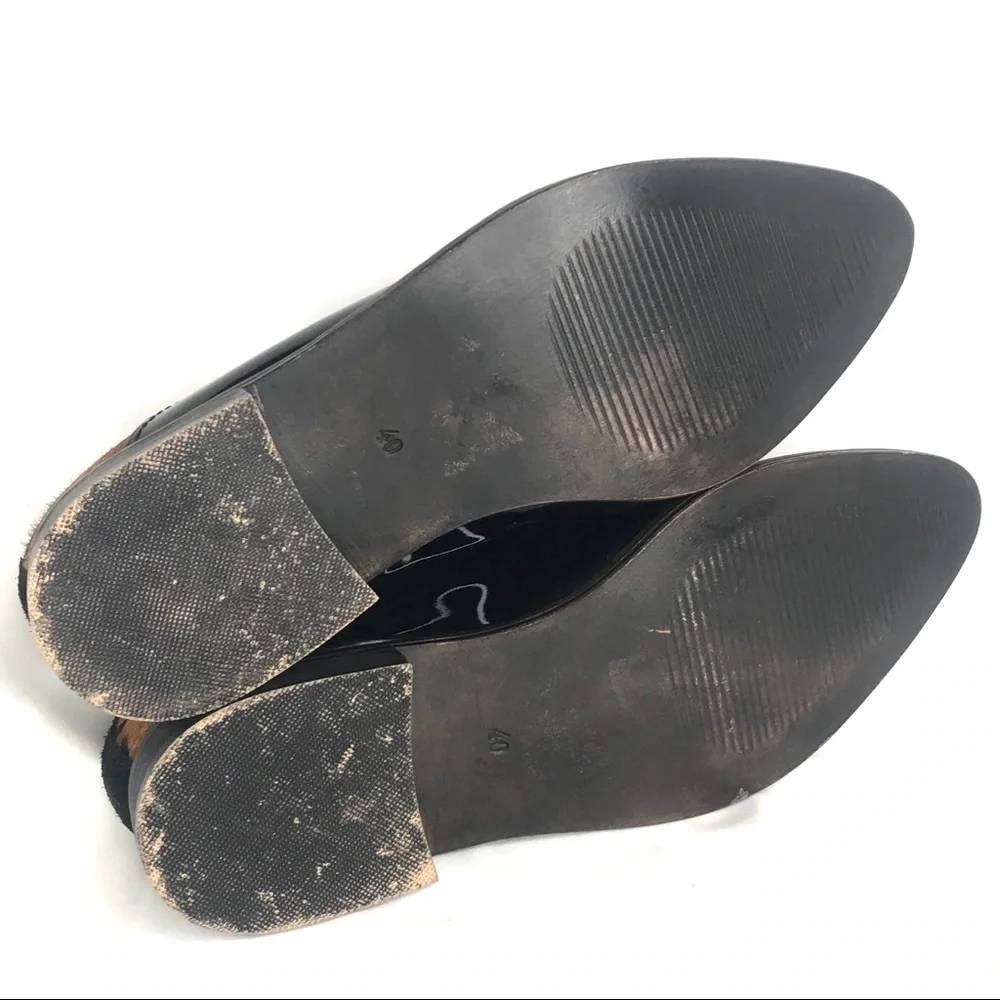 Free People Black Patent & Leopard Print Loafers